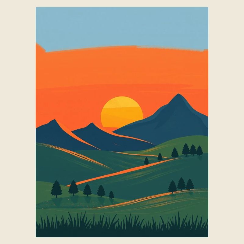 Evening mountain landscape change