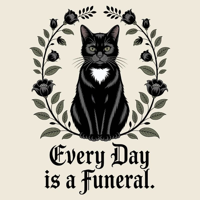 Chat noir élégant avec des fleurs