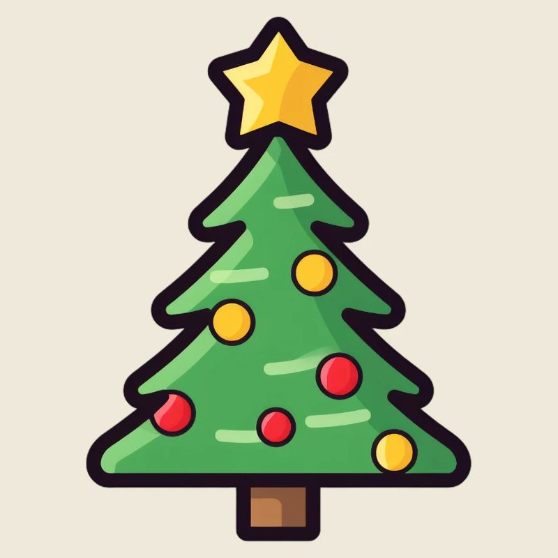 Festive Christmas Tree Cartoon Design