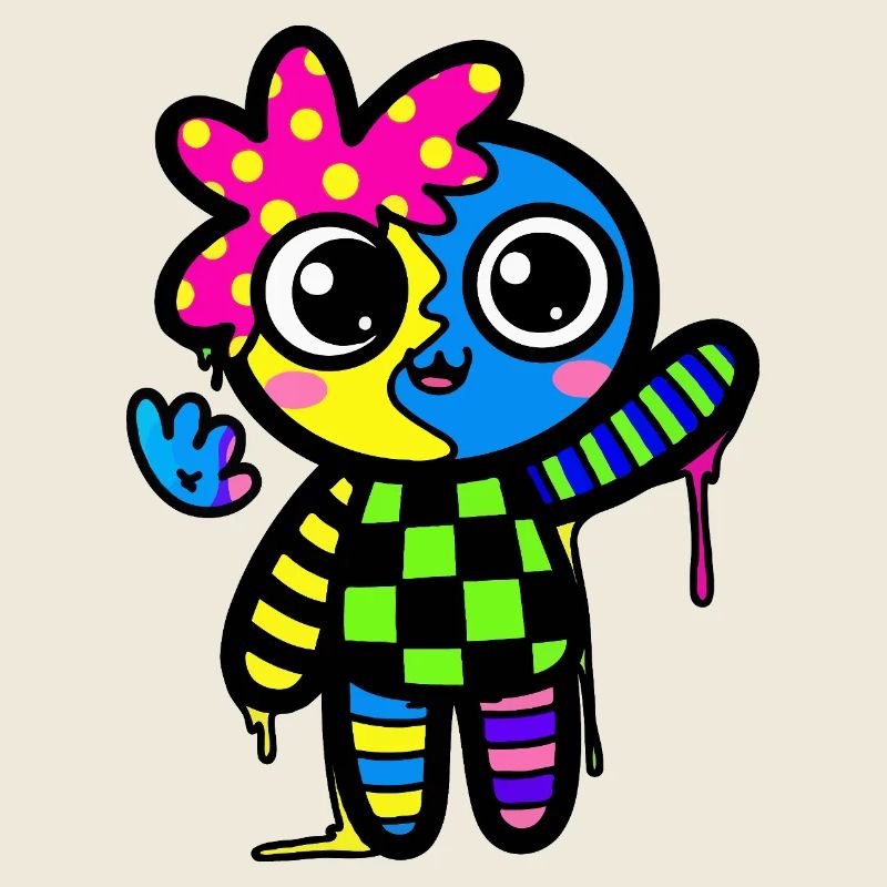 Visage fendu arc-en-ciel Pop Art