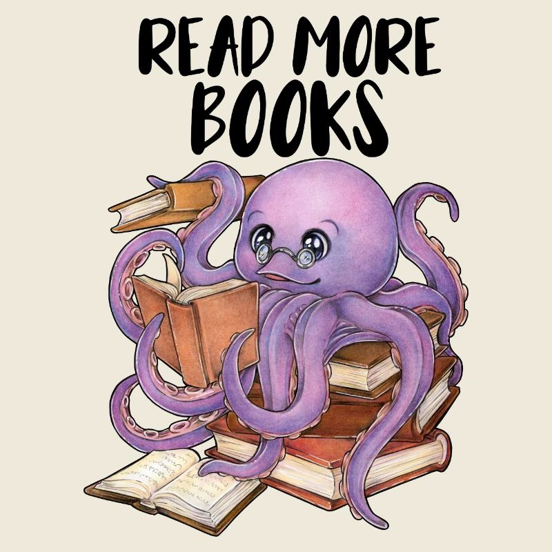 Reading Octopus in Stack of Books Book Gift