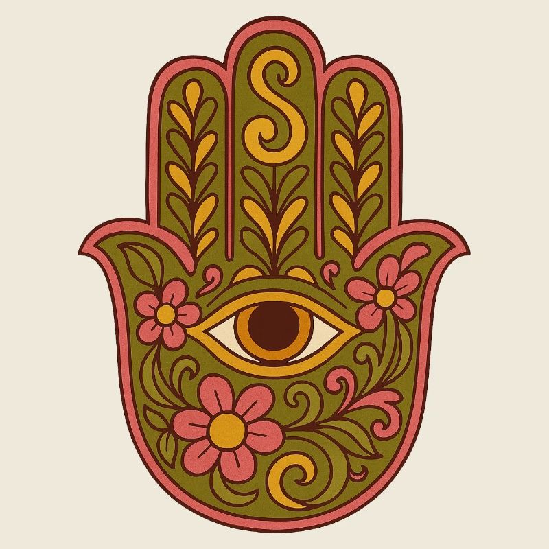 Hamsa oeil Floral Boho Artwork