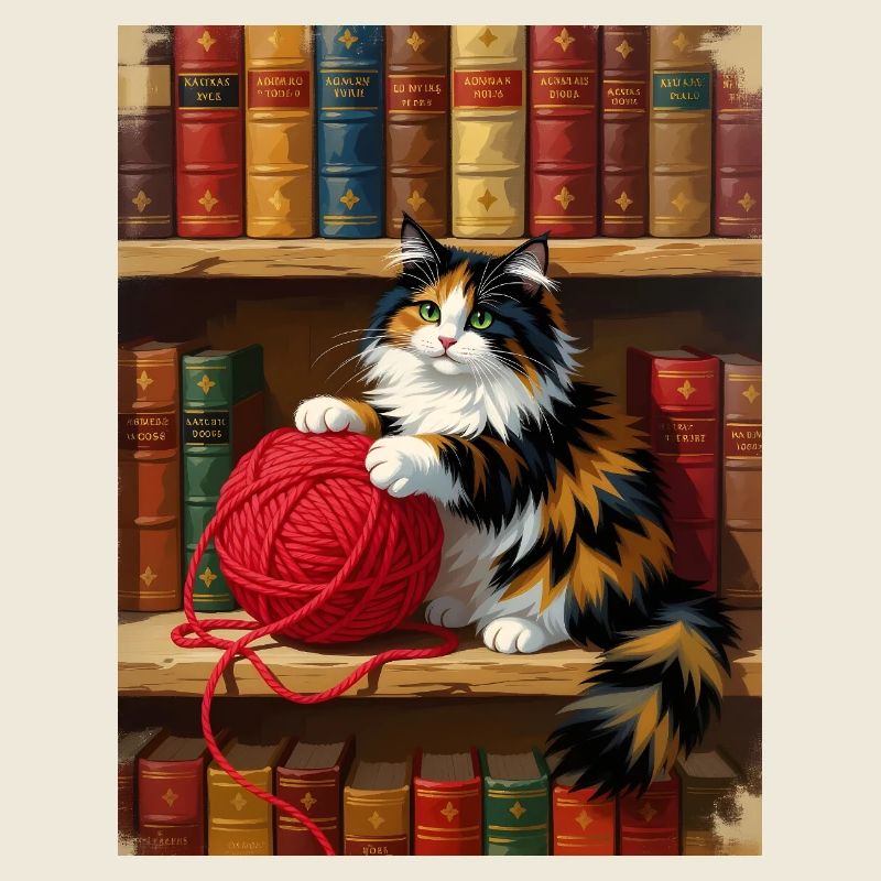 Cat Shine: Kittens with Red Yarn on the Shelf