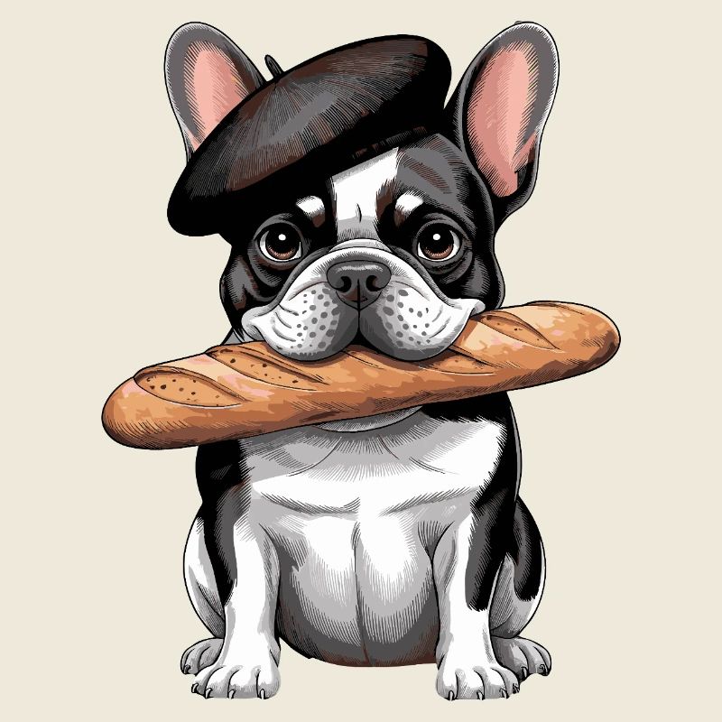 Bouledogue français avec baguette