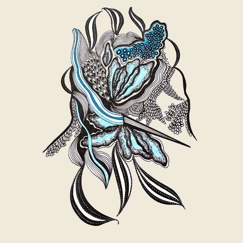 Indigo Flower Line Design