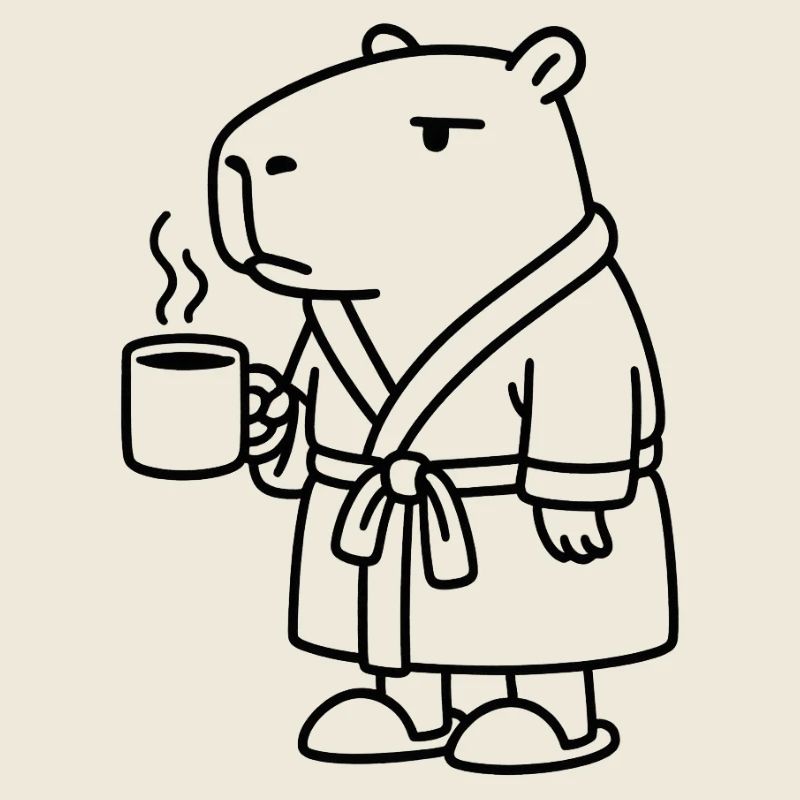 Capybara en robe de chambre Café