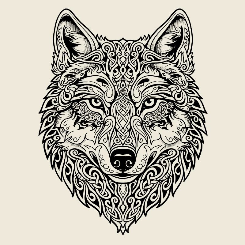 Celtic Wolf's Head