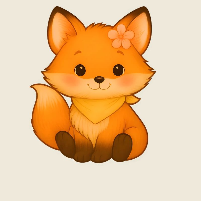 Petit renard avec fleur et collier