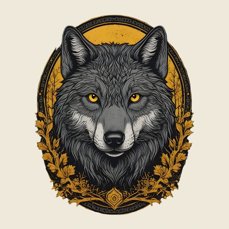 La tête de loup dans la forêt dorée d’automne