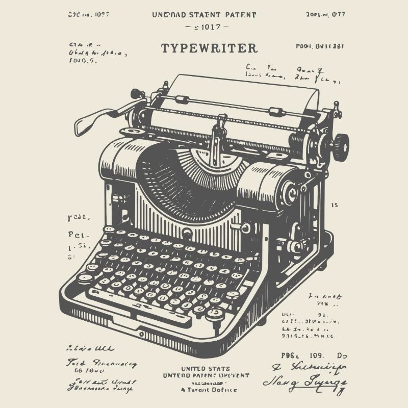 Plan de machine à écrire antique