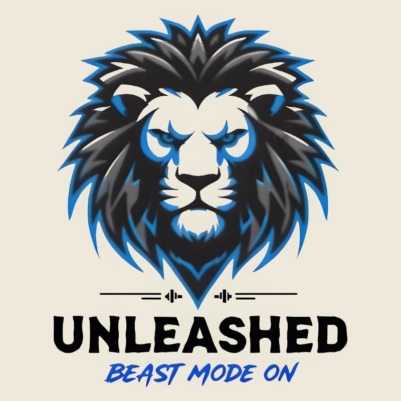 Blason du Lion Néon Bleu Déchaîné