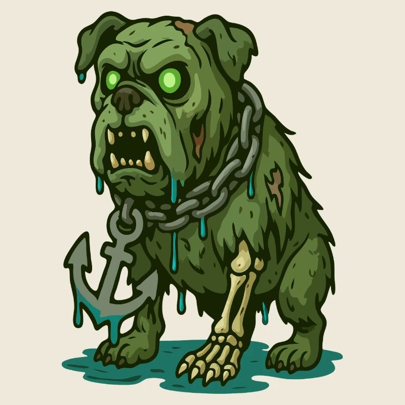 Zombie Bulldog with Anchor Chain Horror