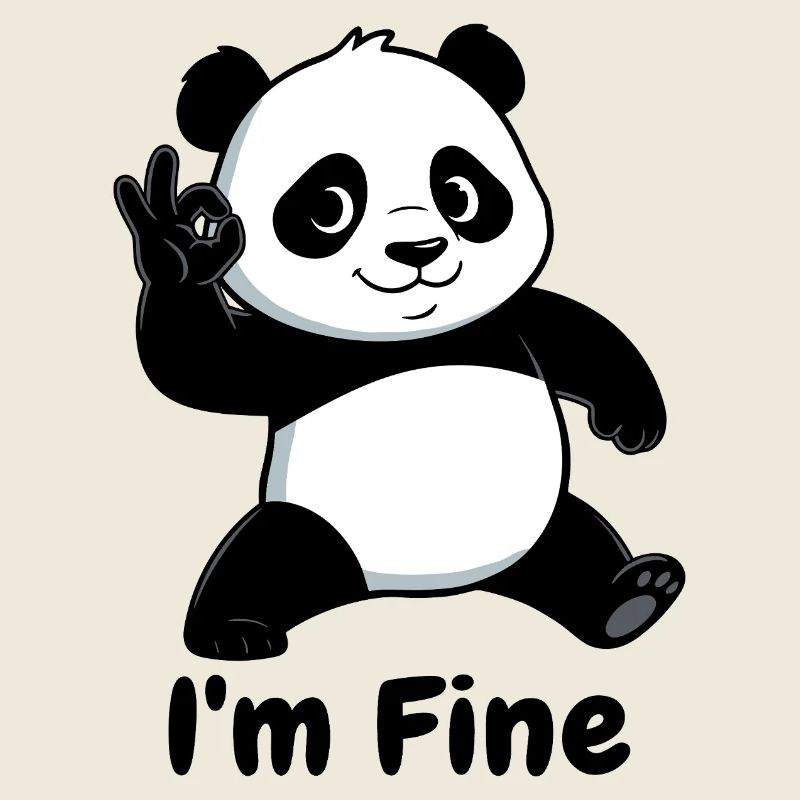 Panda Daumenhoch Cartoon Schwarz