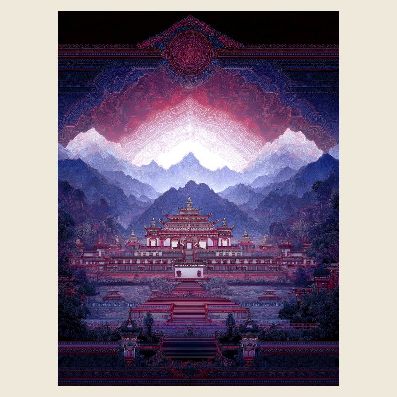 Psy Art - Pagode in Berglandschaft