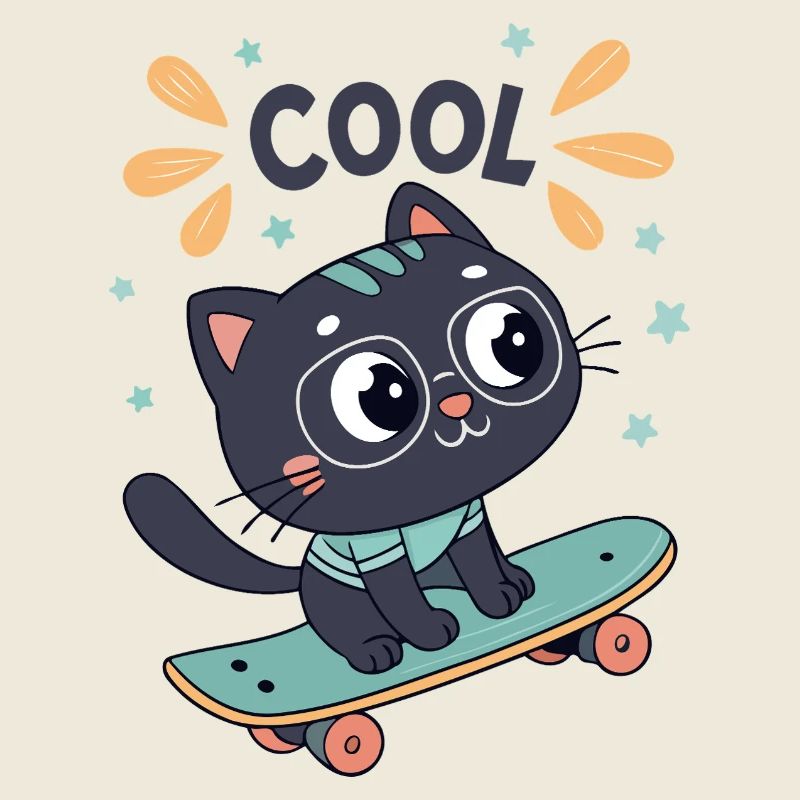 Chic skater cat on board