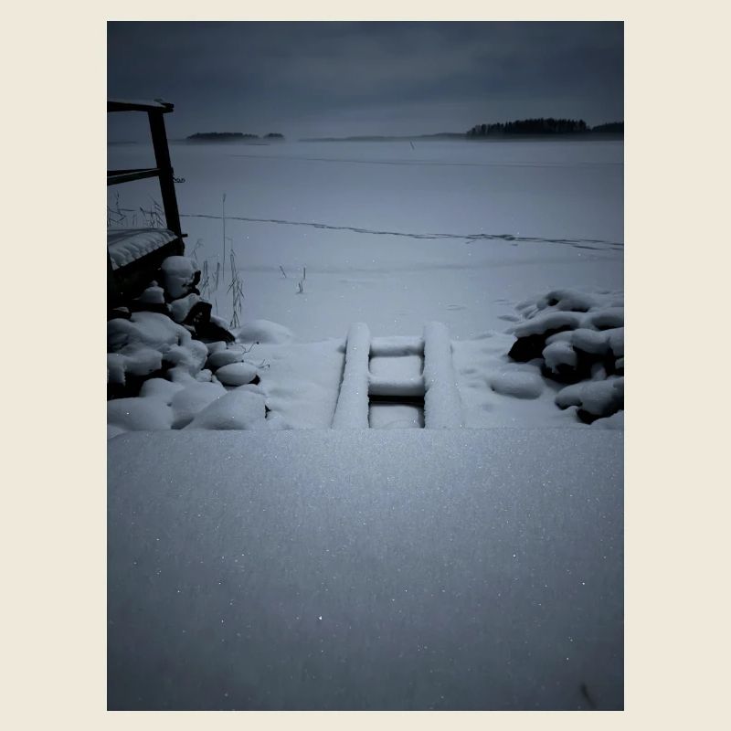Snowy bridge winter moment