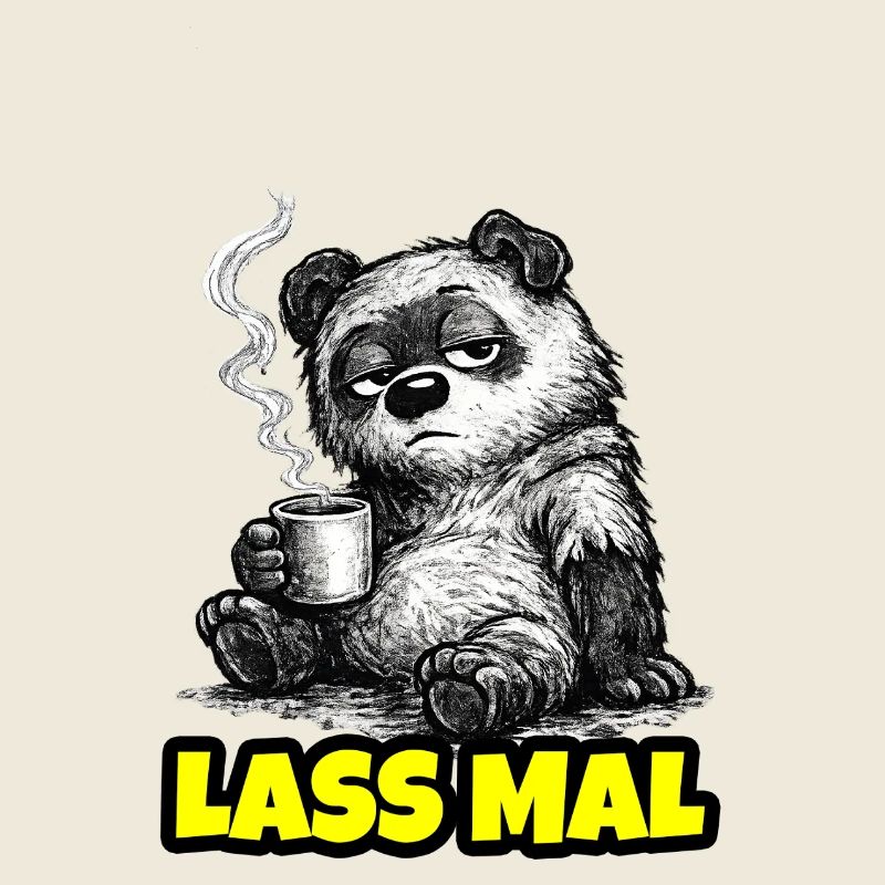 Lass mal. – Grumpy Bär mit Kaffee (Sketch)