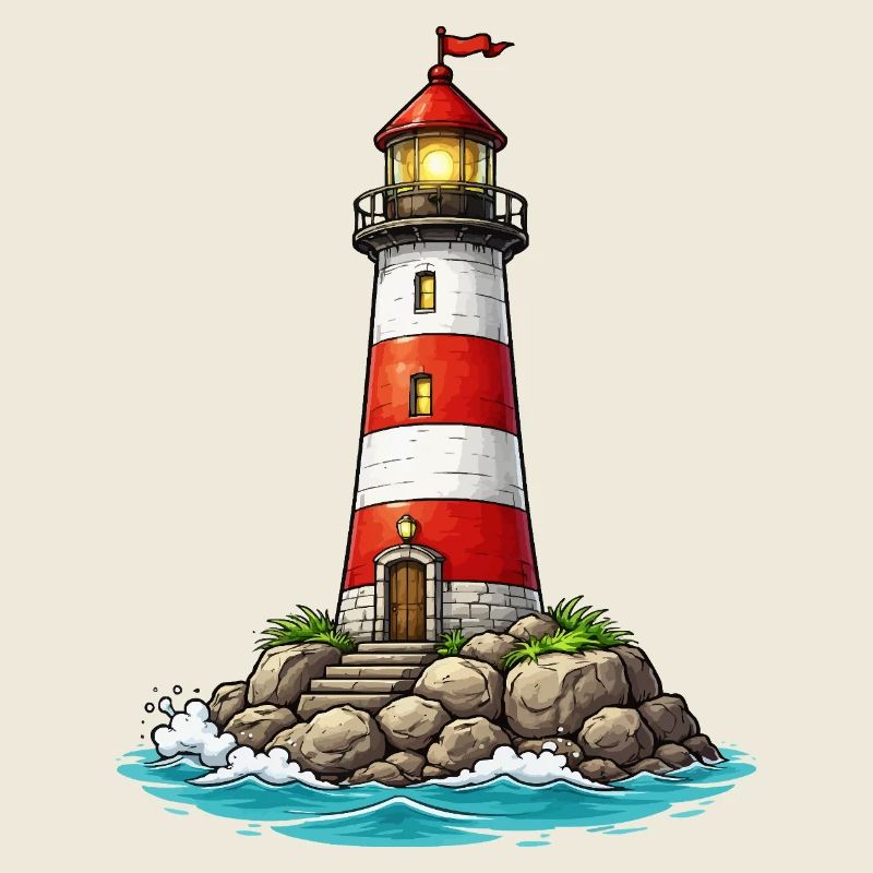 Lighthouse with red stripes