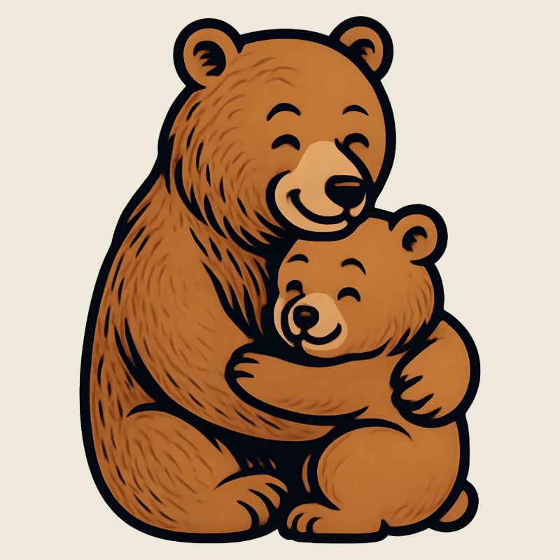 Brown Bears Hug Cuddly Drawing