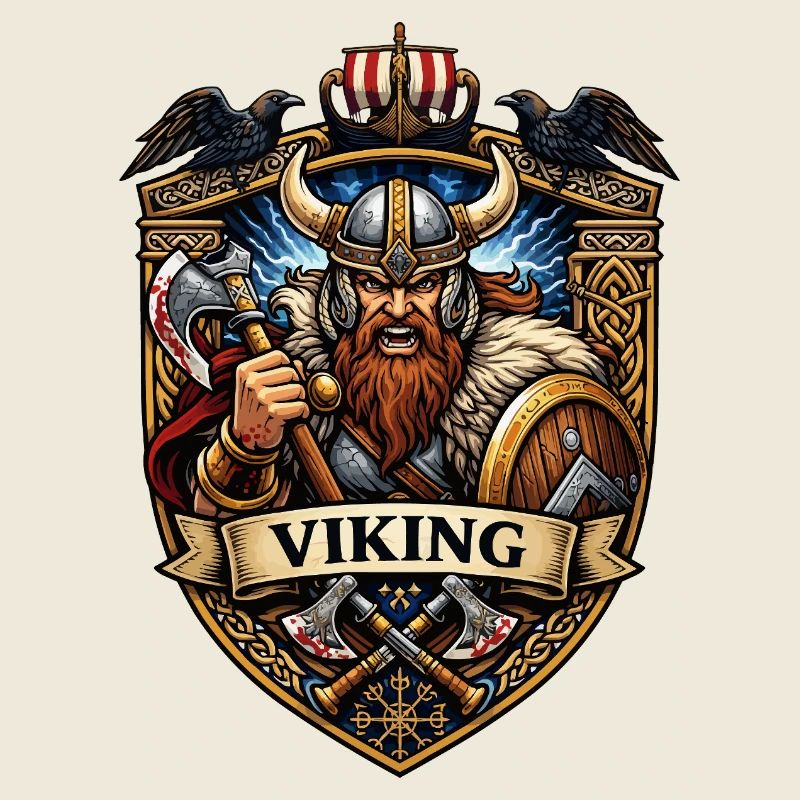Viking Warrior Shield Emblem