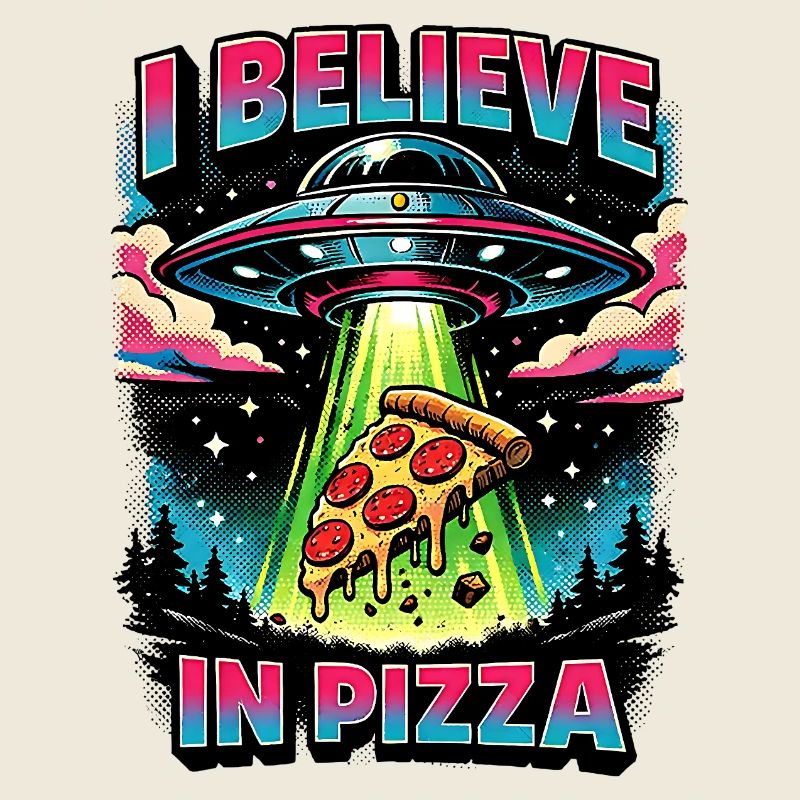 Ich glaube an Pizza lustige UFO-Entführungscomic
