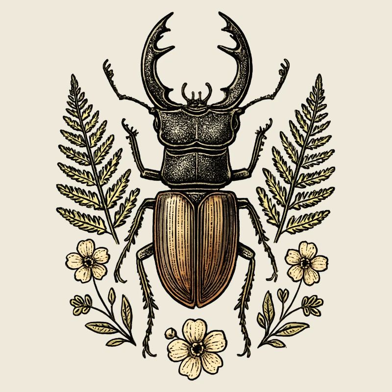 Bronze Insect in Leaf Wreath