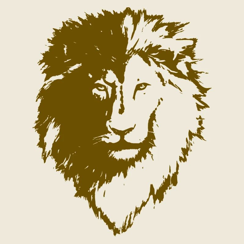 Silhouette de tête de lion ocre