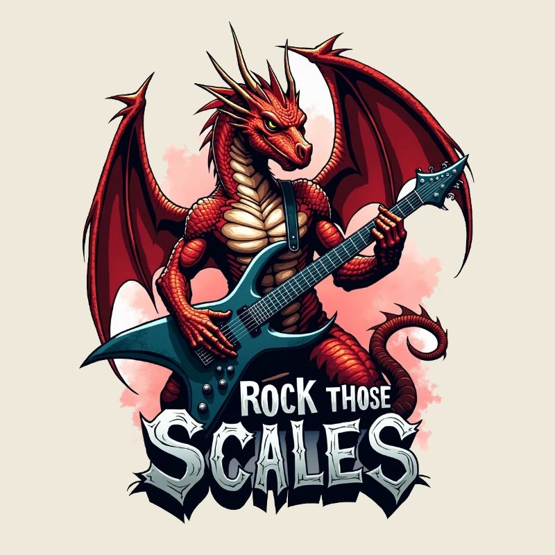 Drache mit Rockgitarre