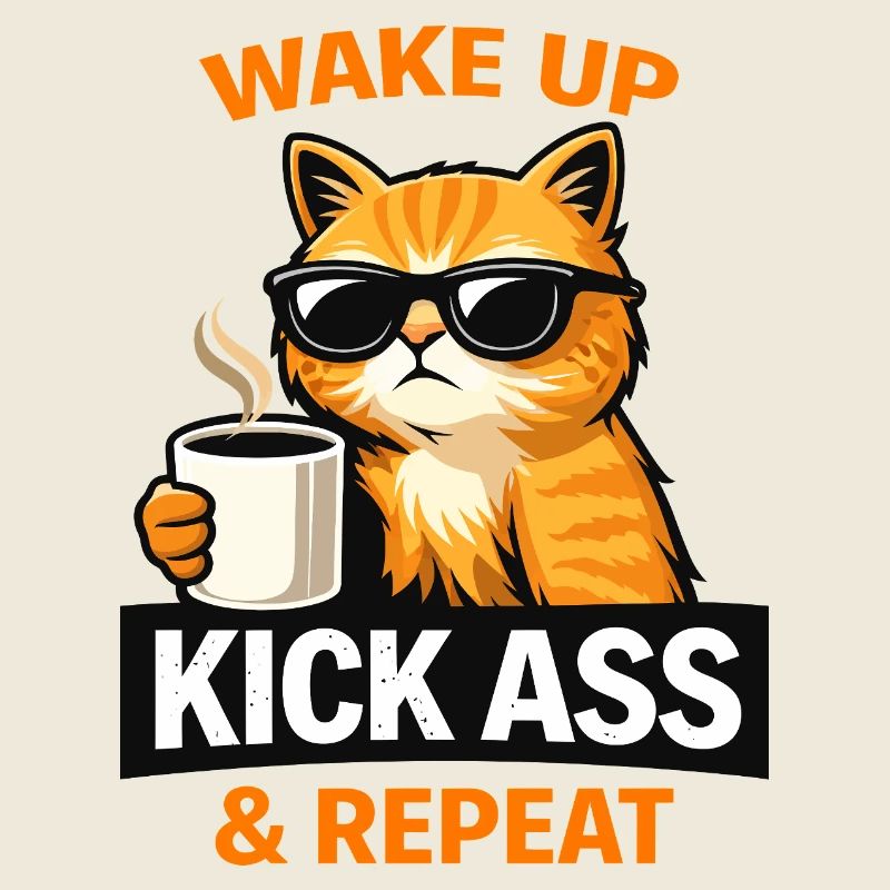Wake Up Kick Ass Cat Coffee