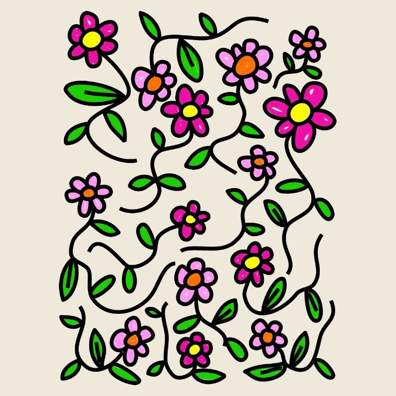 Rosa blühende Doodle-Gänseblümchen