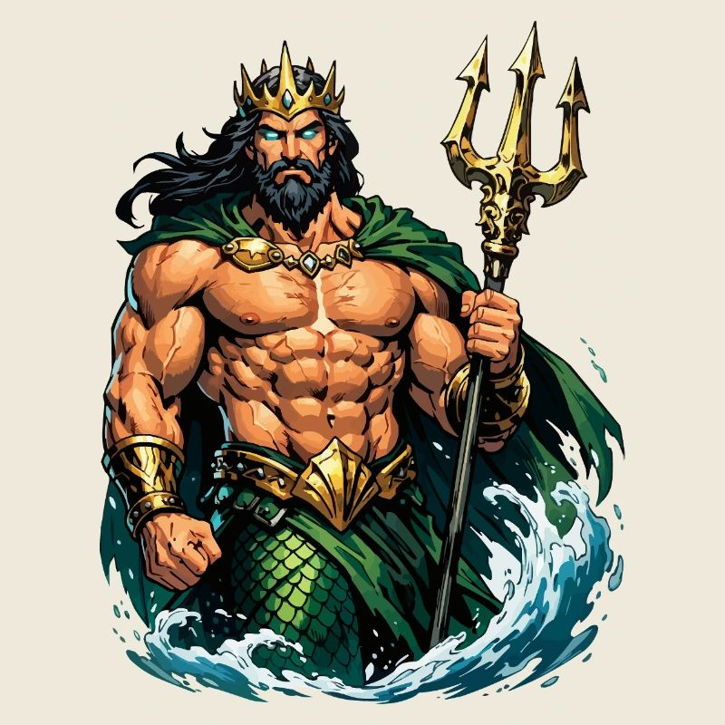 Poseidon-König mit Dreizack