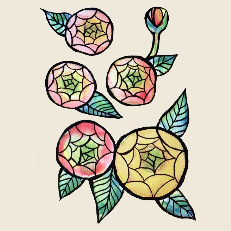 Buntglas-Bloom-Trio