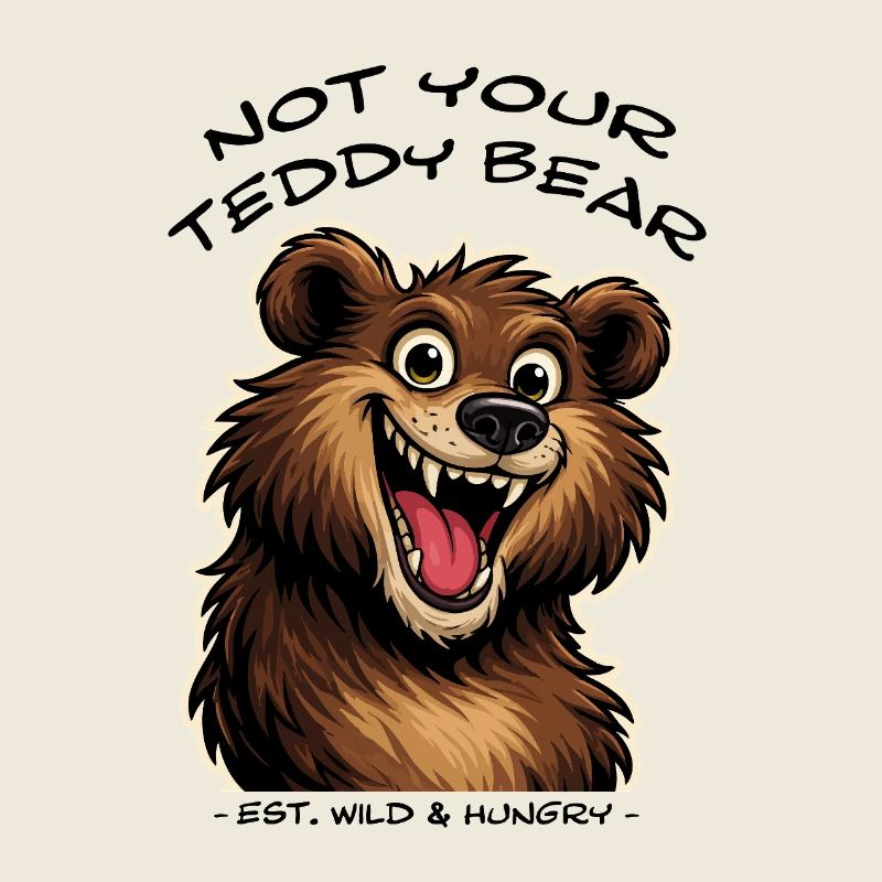 Lächelnder brauner Bär im Cartoon-Stil.