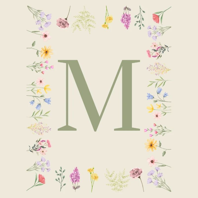 Initiale M Blumen Monogramm