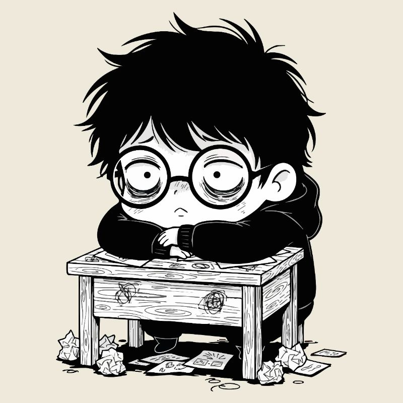 Étudiant Burnout Bureau Regard Vide