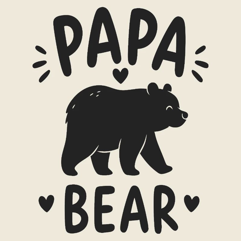 Papa Bear Silhouette Heart Design