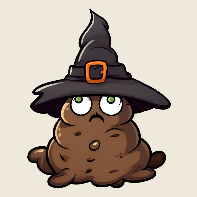 Lustiger Halloween Kackhaufen mit Hexenhut.