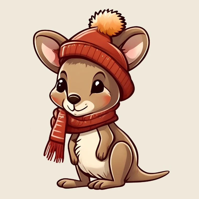 Cute kangaroo in festive winter look!