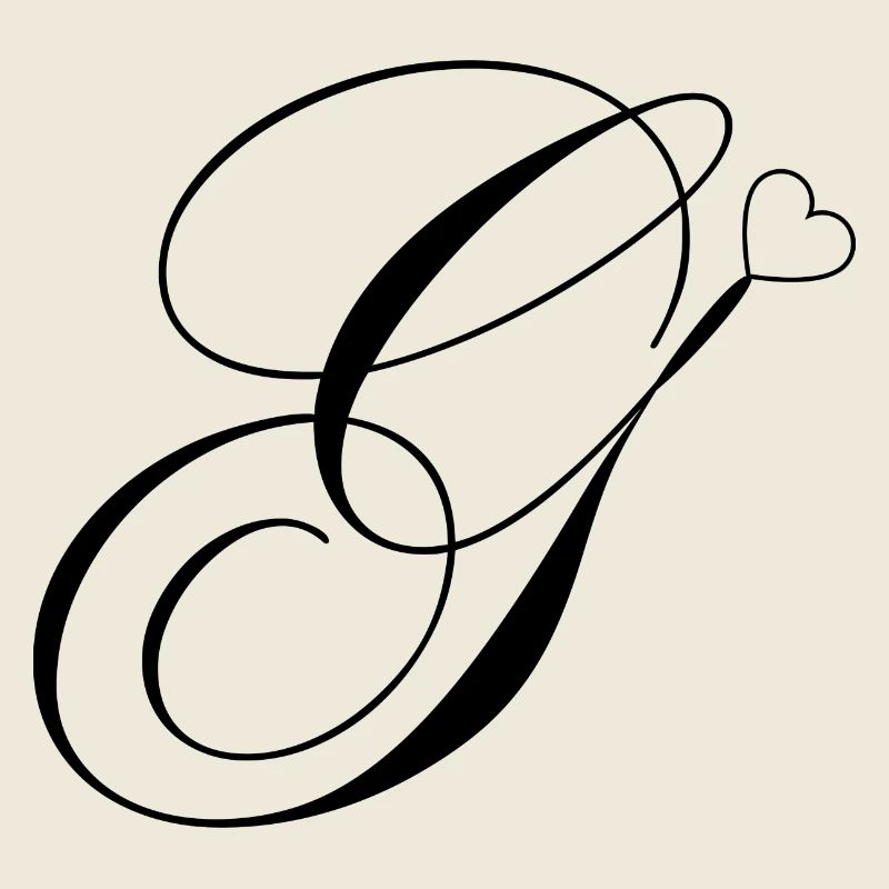 Buchstabe g Herz Kalligraphie