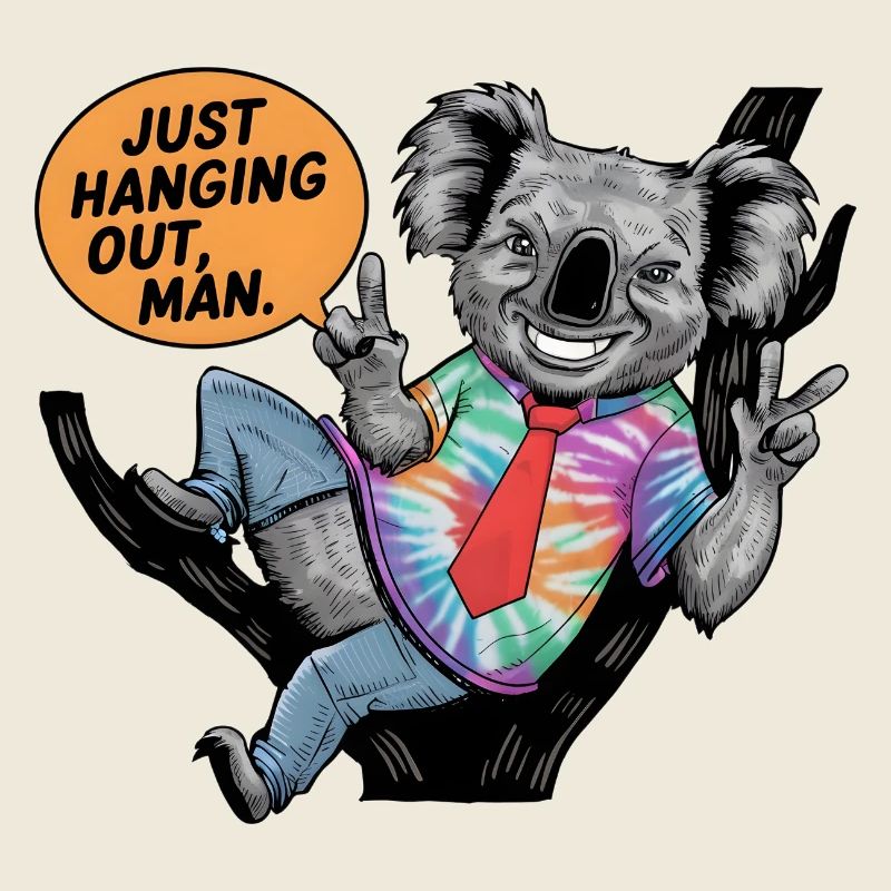 Koala in Tie-Dye Tee: Just Hangin' Out!