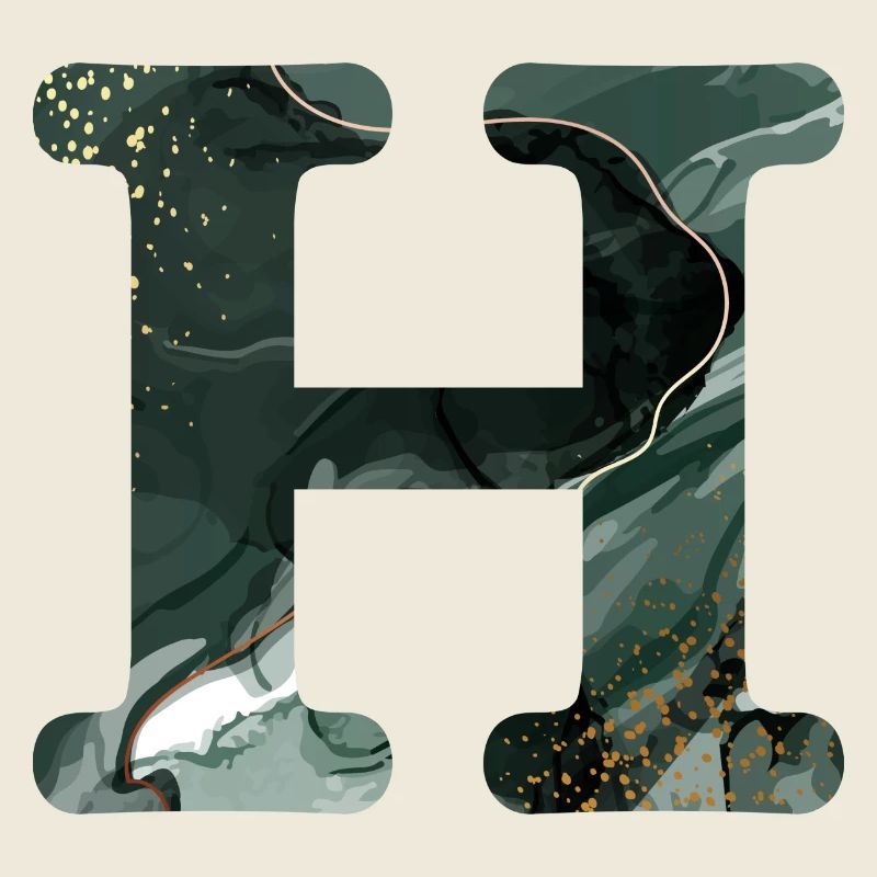 Letter h marbled green