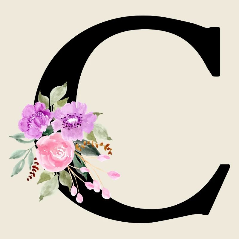 Lettre c floral violet