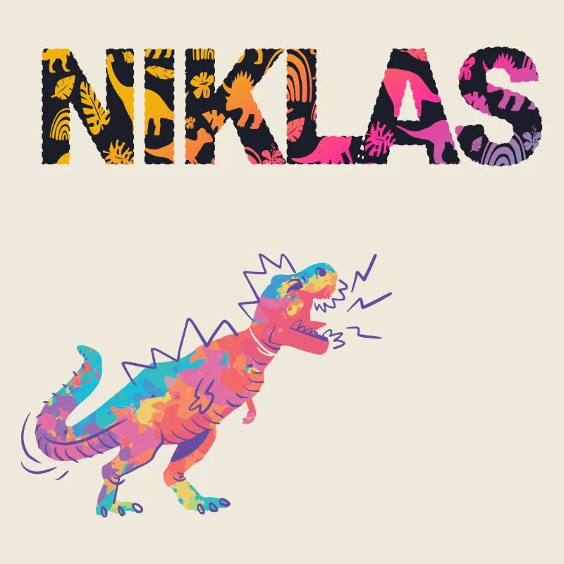 NIKLAS - Beautiful boy name with dinosaur
