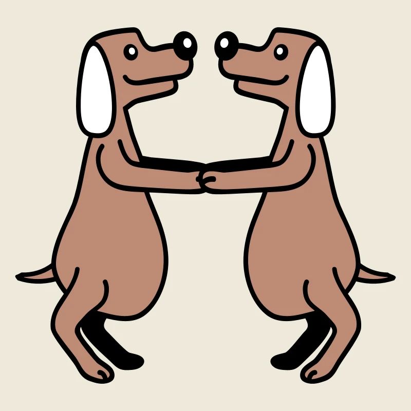 2 chiens gros ventre en surpoids dansant ensemble