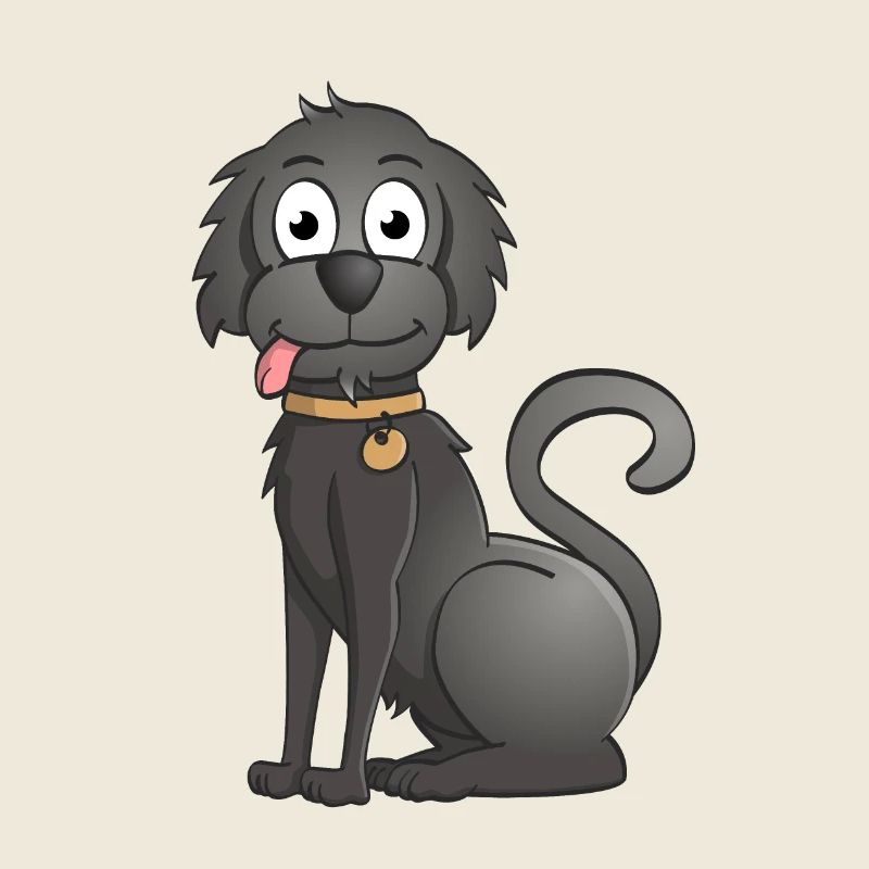 Illustration joyeuse d’un chien noir assis
