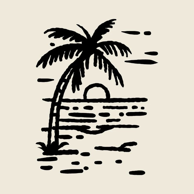 Beach palm tree at sunset