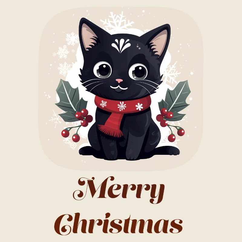 Joyeux Noël de chat noir mignon