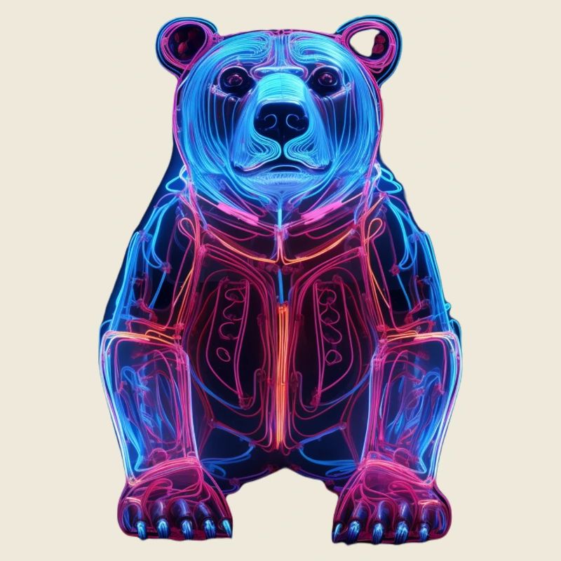 Neon Bär in Cyber-Design