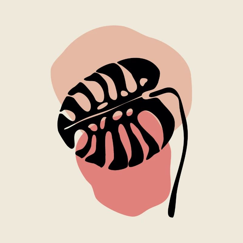 Abstract Plant Patterns in Pastel - Monstera