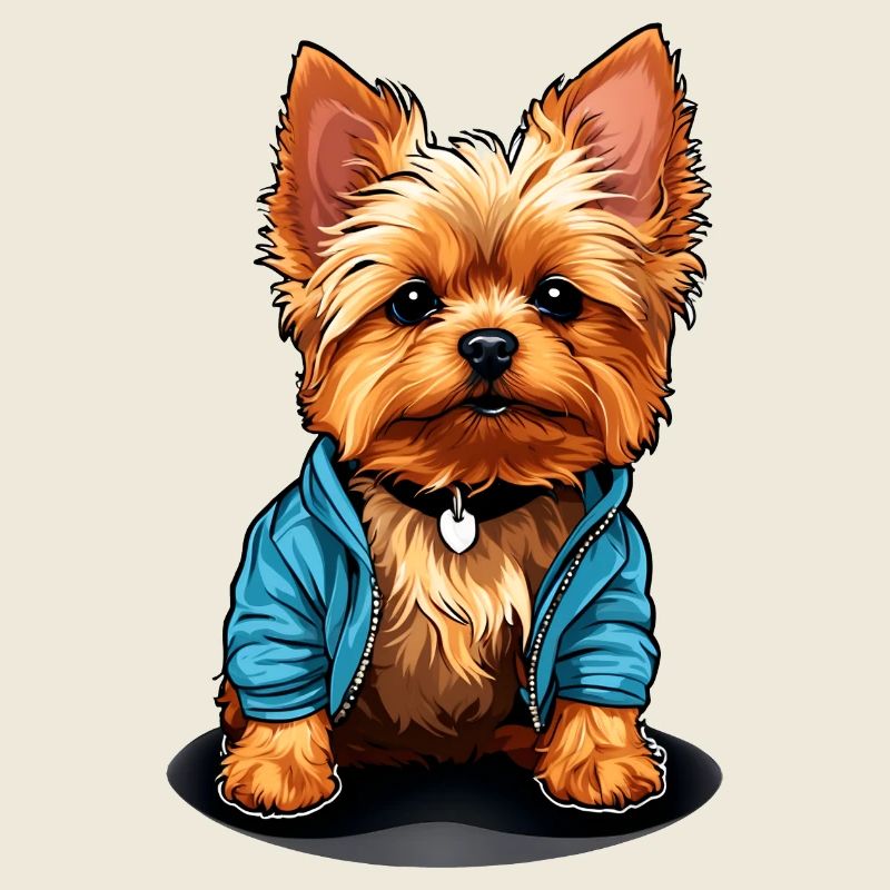 Mignon Yorkie Yorkshire Terrier en look décontracté